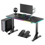 ULTRADESK Herný stôl IRON, 132,5x60,5 cm, 71-81 cm, elektricky nastaviteľná výška, RGB podsvieteni UDESK-IR-BKA