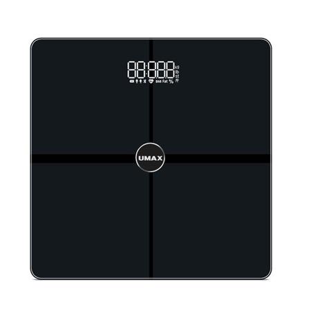 UMAX chytrá váha Smart Scale US30H/ 0,2 – 180 kg/ Bluetooth 4.0/ 15 tělesných parametrů (tepová frekv.)/ čeština/ UB603