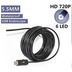 USB endoskopická kamera 1280x720 s kabelem 2m, průměr 5,5mm a zrcátkem USB-kamera-5,5x2m