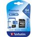 Verbatim Micro Secure Digital Card, 64GB, micro SDXC, 44084, UHS-I U1 (Class 10), s adaptérom