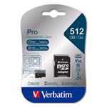 Verbatim pamäťová karta MicroSD, 512GB, micro SDXC, 47046, UHS 3 (U3), s adaptérom