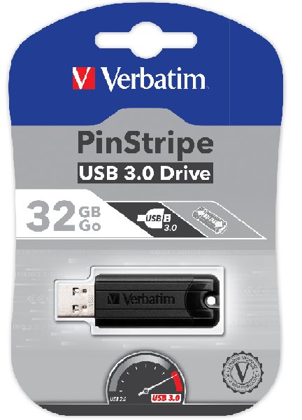 Verbatim USB flash disk, 3.0, 32GB, Store,N,Go PinStripe, čierny, 49317