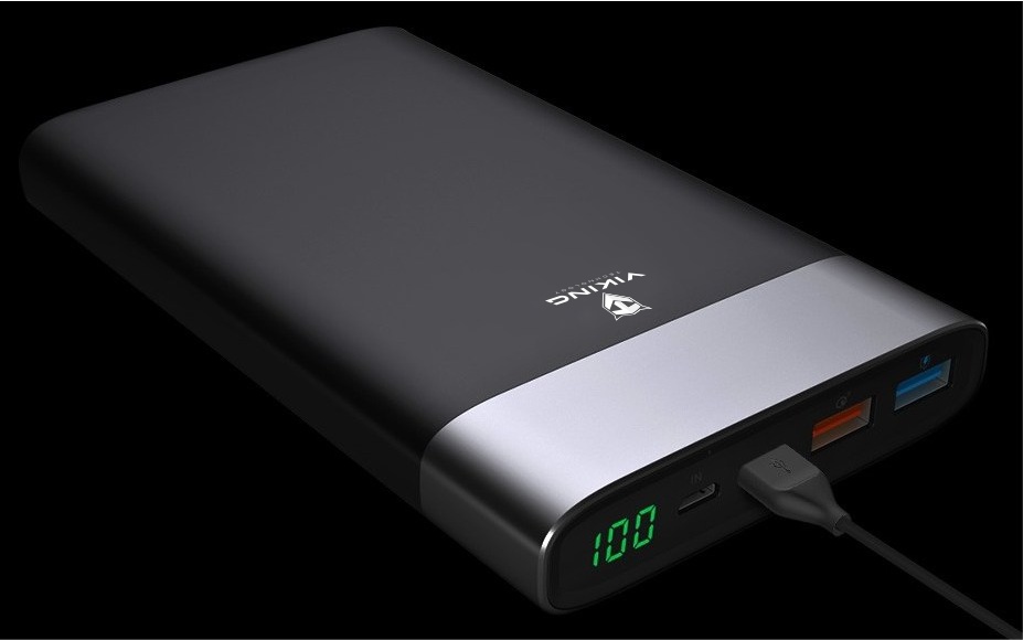 VIKING POWER BANK VIXEN QC3.0 20000mah, Černá, USB-C, QUICK CHARGE, podpora rychlonabíjení PBVQC320B