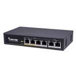 Vivotek 6-ti portový Switch, 4xRJ45 10/100 s PoE (802.3af/at, PoE budget 60W), 2xRJ45 10/100, 4kV přepěť AW-FET-060C-065